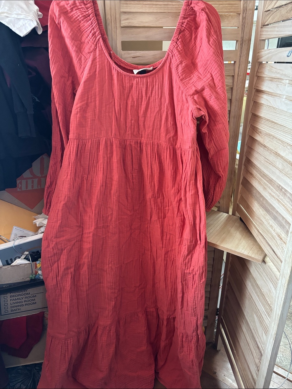 Universal Thread Terracotta Gauze Tiered Maxi Dress Small